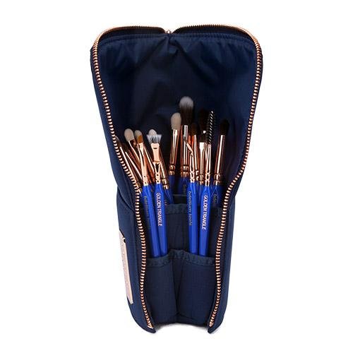 Golden Triangle EYES ONLY Complete 15PC. Brush Set with Pouch